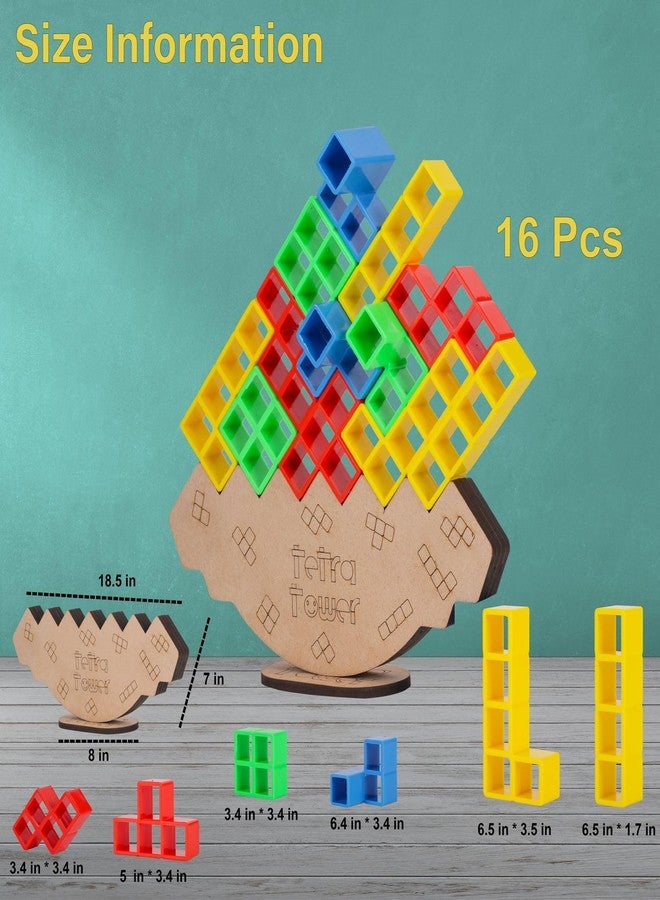 VELLOREX Tetra Tower Game 16 Pcs Stack Tower, Swing Stack High Child Balance Building Block 2 Players+ Interactive STEM Toy for Family, Travel, Parties for Adults & Kids (Tetra Tower 16 pcs) - Image 4